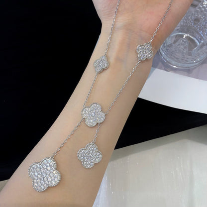¡®Lume Jewelry¡¯CLOVER 5 MOTIFS SILVER DIAMONDS NECKLACE