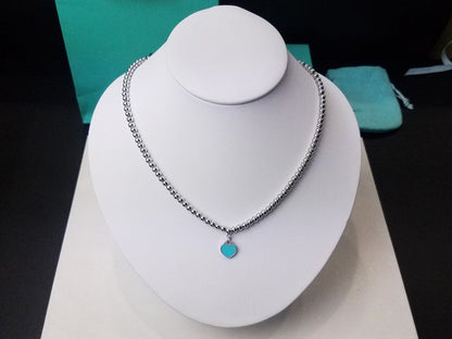 [Lume Jewelry]HEART PEDANT SILVER BALL CHAIN NECKLACE