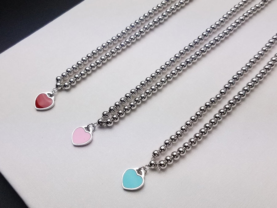 [Lume Jewelry]HEART PEDANT SILVER BALL CHAIN NECKLACE