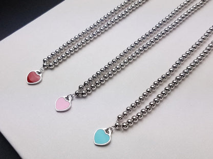 [Lume Jewelry]HEART PEDANT SILVER BALL CHAIN NECKLACE