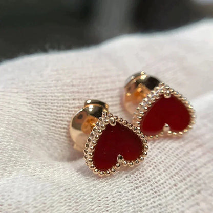 ¡®Lume Jewelry¡¯HEART CARNELIAN STUD EARRINGS