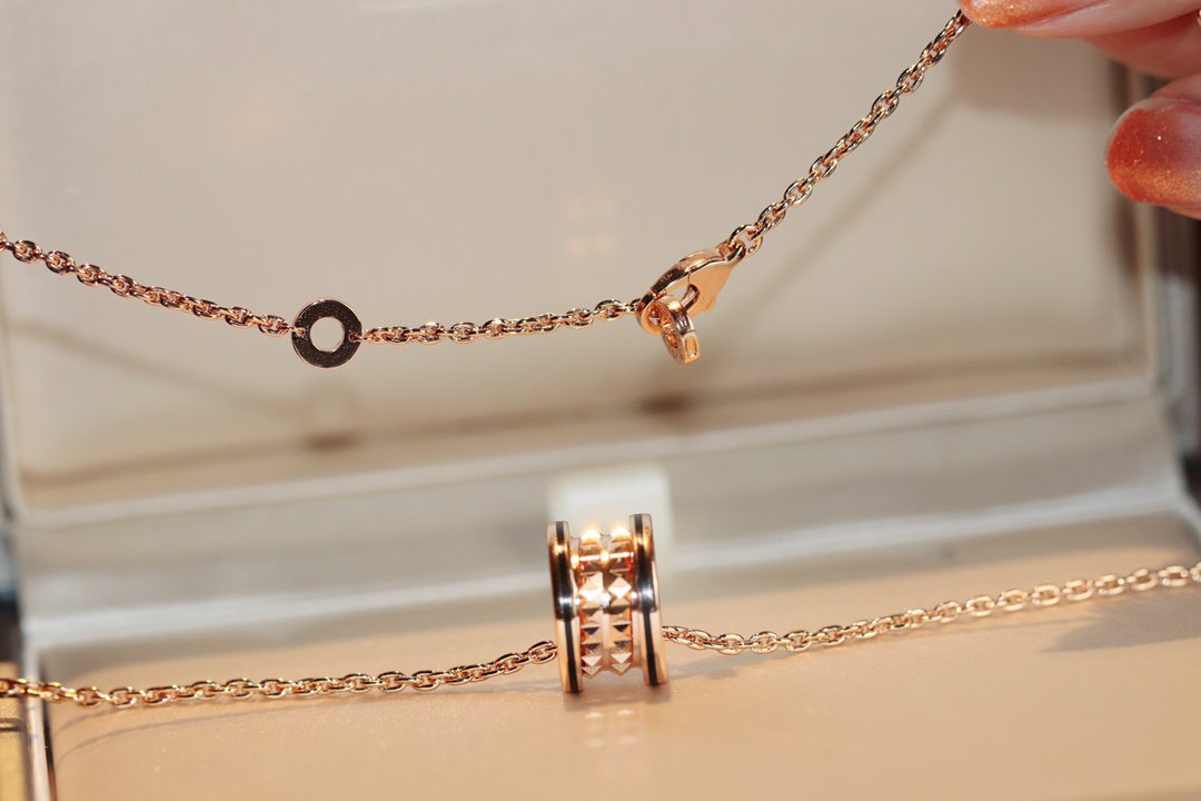 [Lume Jewelry]ZERO 1 ROCK PEDANT PINK GOLD BLACK NECKLACE