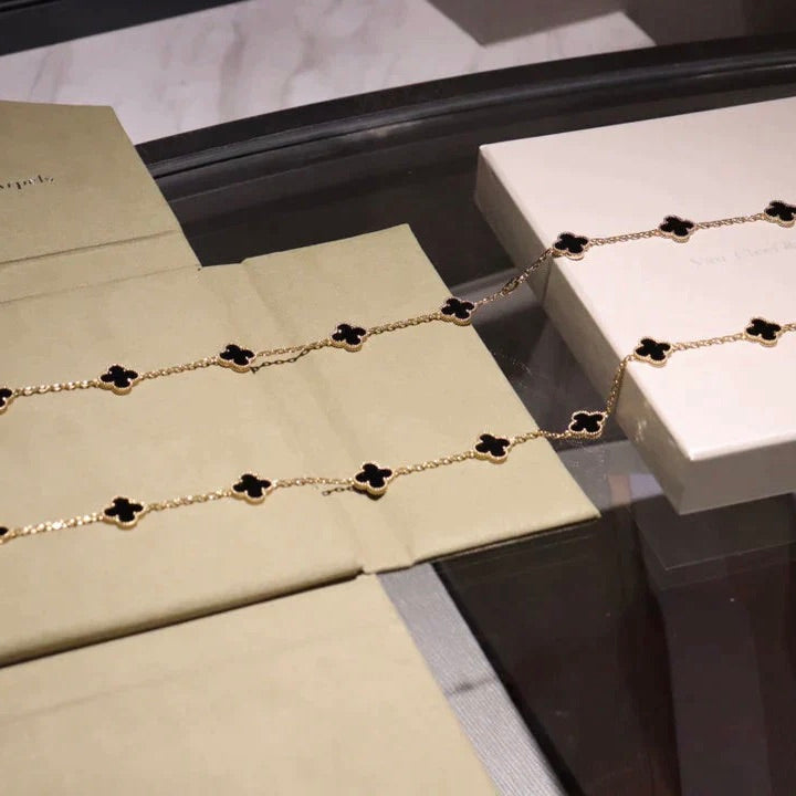 ¡®Lume Jewelry¡¯CLOVER 20 MOTIFS ONYX NECKLACE