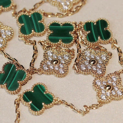 ¡®Lume Jewelry¡¯CLOVER 20 MOTIFS MALACHITE DIAMOND NECKLACE
