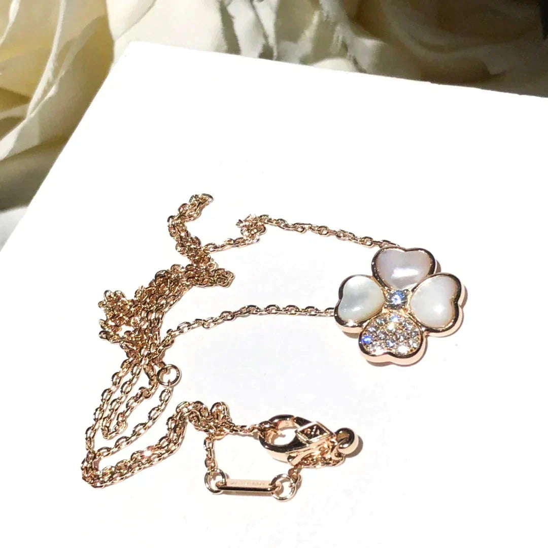 ¡®Lume Jewelry¡¯CLOVER MOP DIAMOND ROSE GOLD NECKLACE