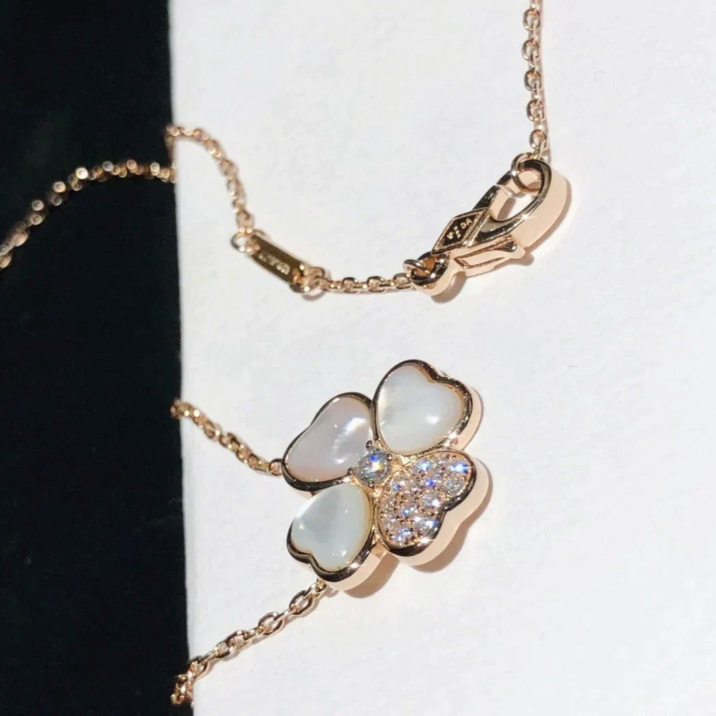 ¡®Lume Jewelry¡¯CLOVER MOP DIAMOND ROSE GOLD NECKLACE