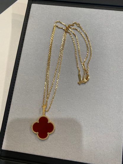 ¡®Lume Jewelry¡¯CLOVER 25MM NECKLACE GOLD CARNELIAN