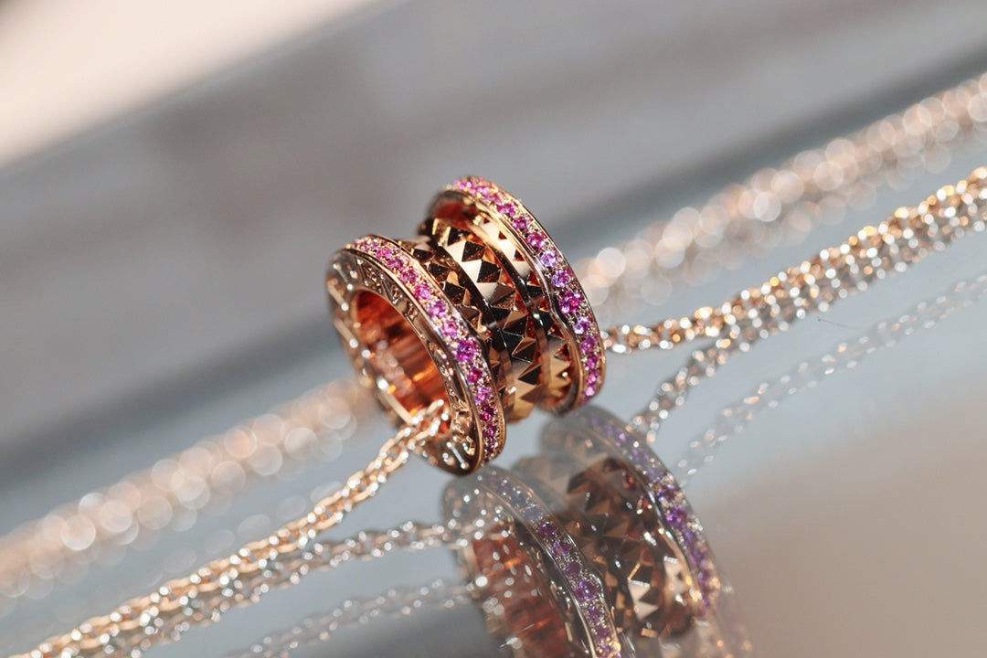 [Lume Jewelry]ZERO 1 ROCK PINK GOLD PINK DIAMOND NECKLACE
