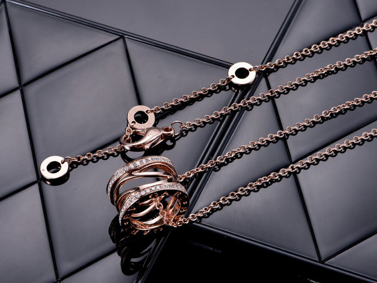 [Lume Jewelry]ZERO 1 PINK GOLD DIAMOND OPEN NECKLACE