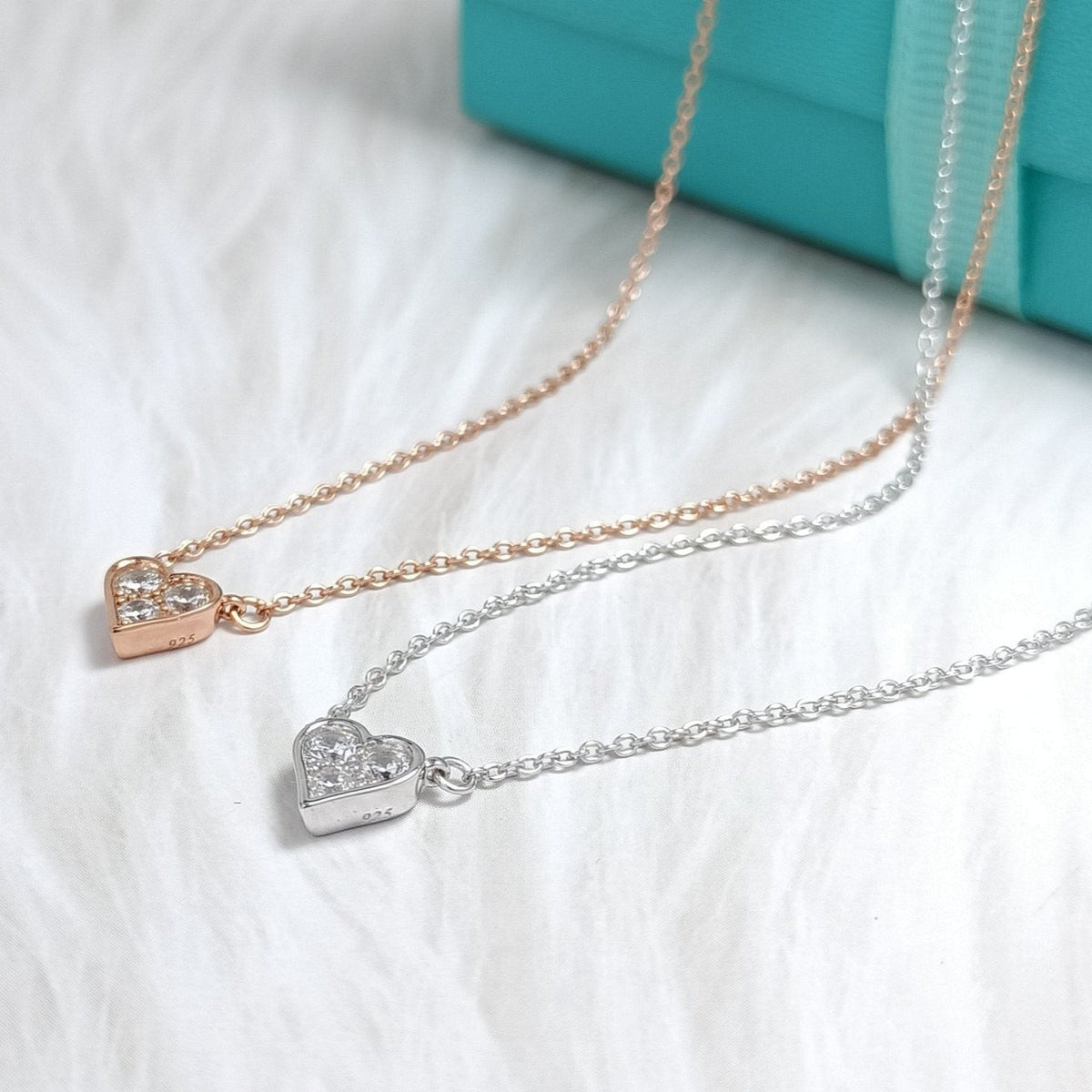 [Lume Jewelry]HEART 3 DIAMONDS PEDANT NECKLACE