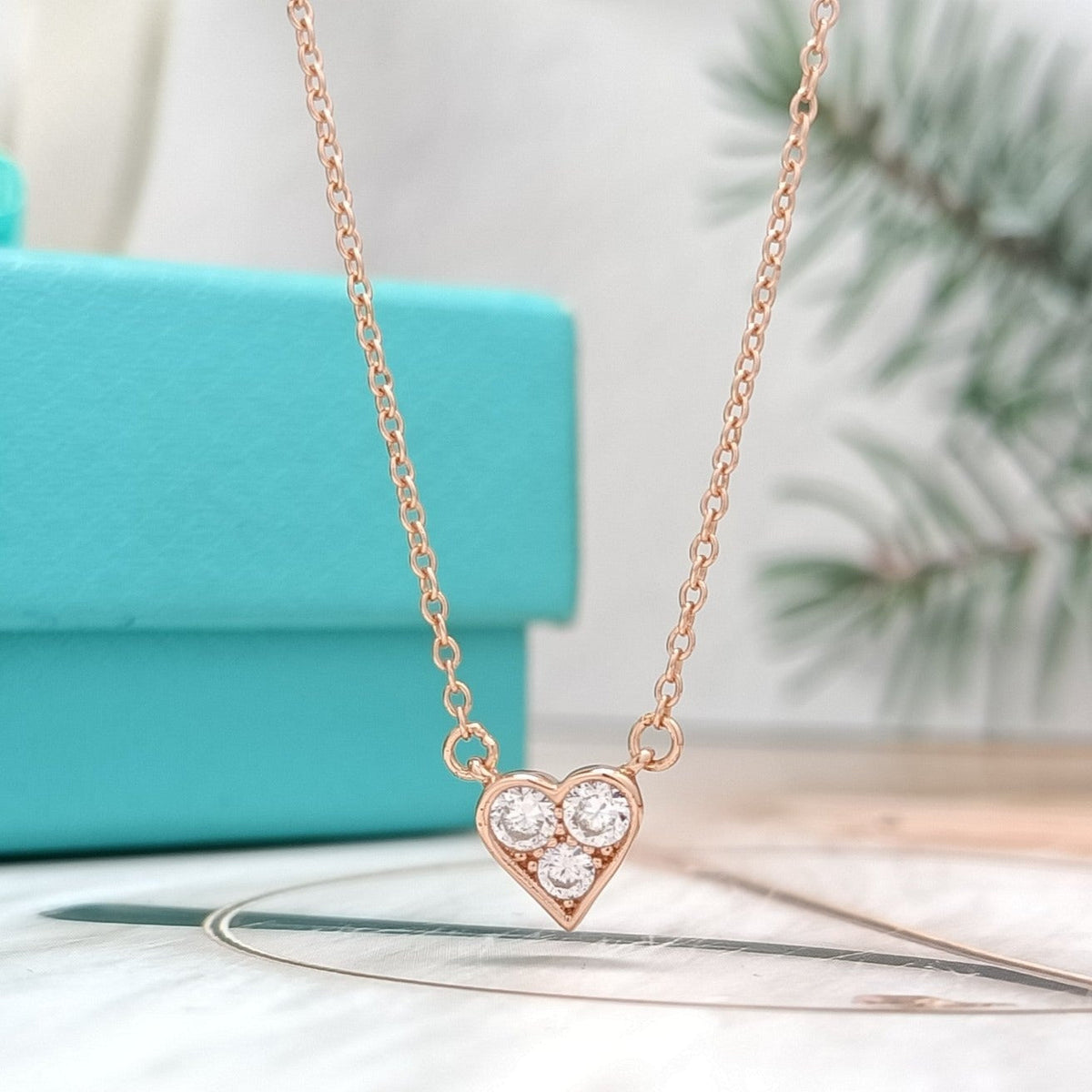 [Lume Jewelry]HEART 3 DIAMONDS PEDANT NECKLACE