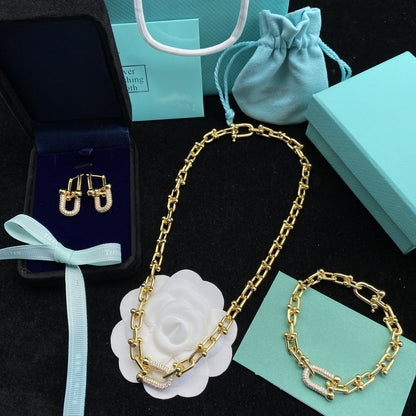 [Lume Jewelry]HARDWEAR LINK DIAMOND GOLD EARRINGS