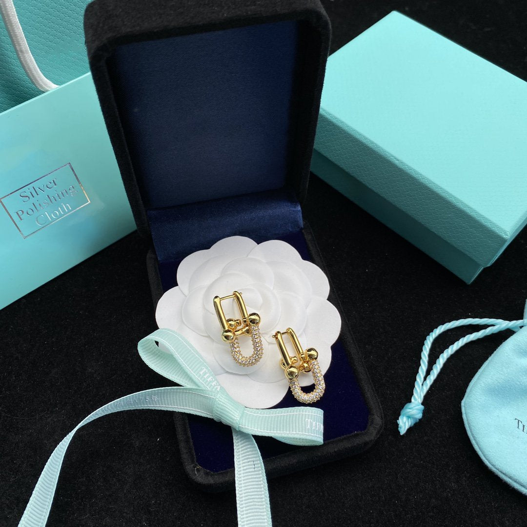 [Lume Jewelry]HARDWEAR LINK DIAMOND GOLD EARRINGS