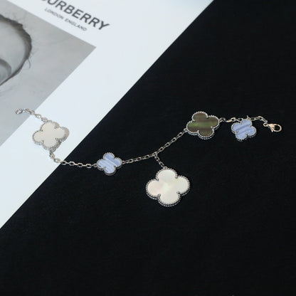 ¡®Lume Jewelry¡¯CLOVER BRACELET 5 MOTIFS MOP CHALCEDONY SILVER