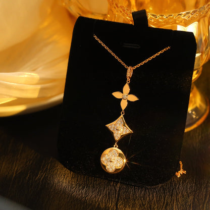 ¡®Lume Jewelry¡¯STAR AND SUN DIAMOND PINK GOLD NECKLACE
