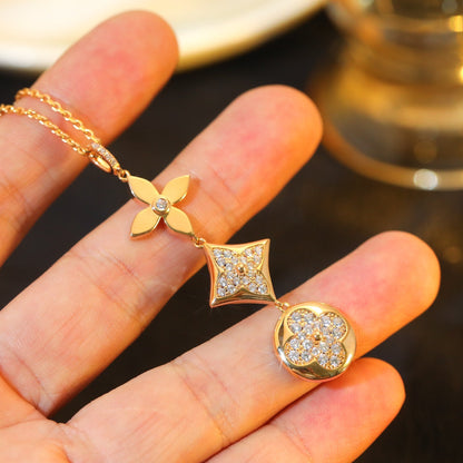 ¡®Lume Jewelry¡¯STAR AND SUN DIAMOND PINK GOLD NECKLACE