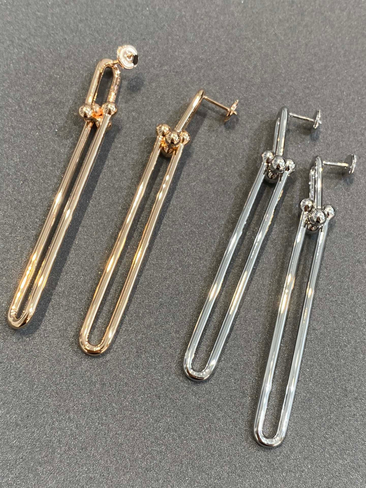 [Lume Jewelry]HARDWEAR DOUBLE LONG LINK EARRINGS