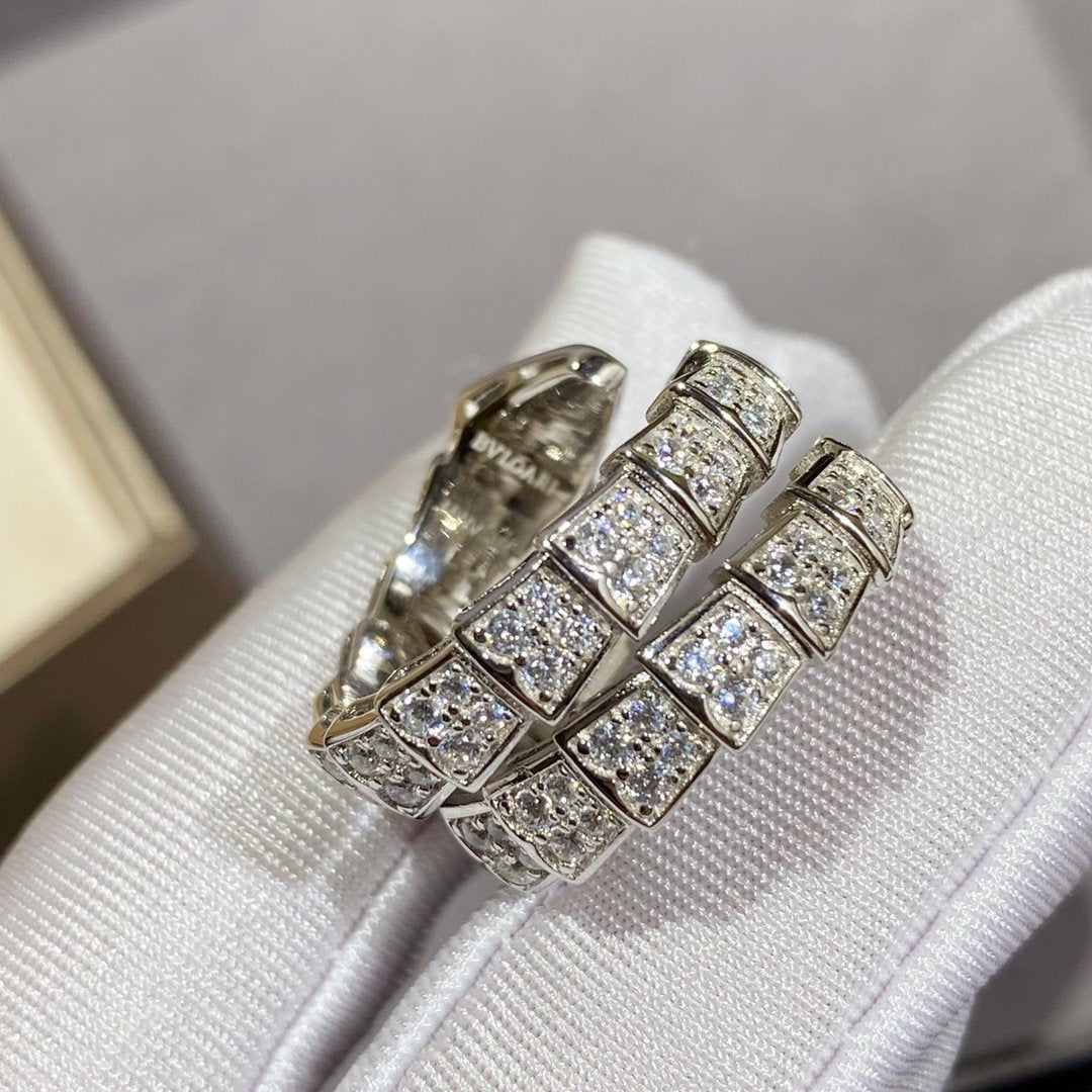 [Lume Jewelry]SERPENTI DOUBLE RING SILVER DIAMOND PAVED