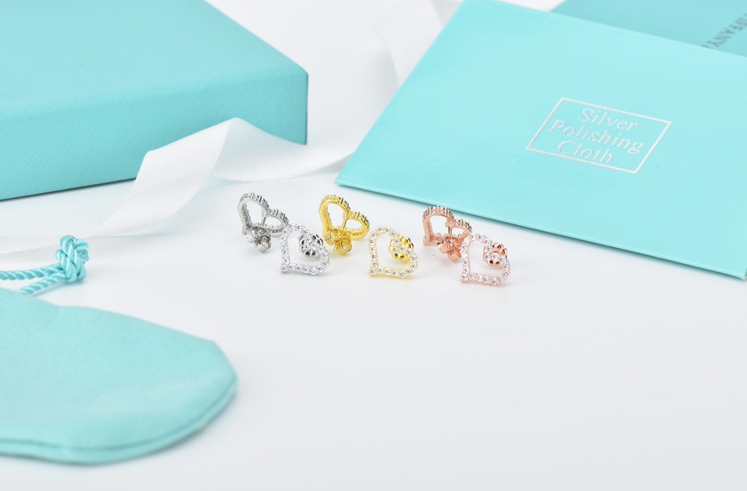 [Lume Jewelry]OPEN HEART STUD DIAMOND EARRINGS