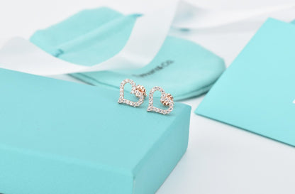 [Lume Jewelry]OPEN HEART STUD DIAMOND EARRINGS