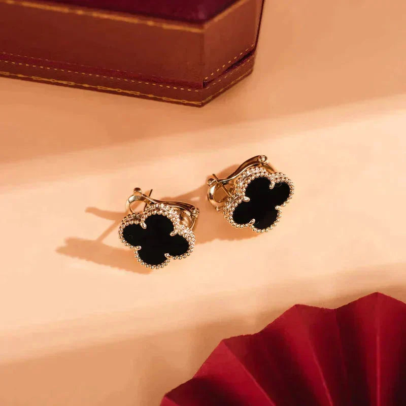 ¡®Lume Jewelry¡¯CLOVER MEDIUM 1 MOTIFS  ONYX STUD EARRINGS