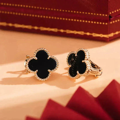 ¡®Lume Jewelry¡¯CLOVER MEDIUM 1 MOTIFS  ONYX STUD EARRINGS