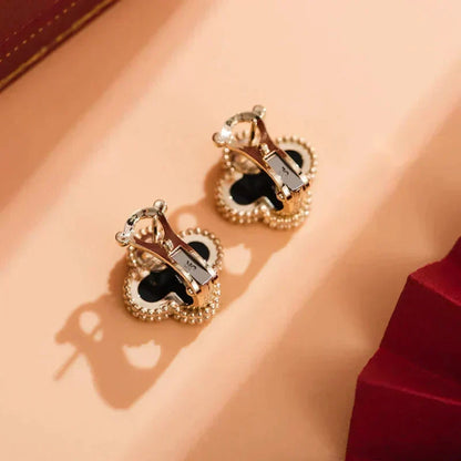 ¡®Lume Jewelry¡¯CLOVER MEDIUM 1 MOTIFS  ONYX STUD EARRINGS