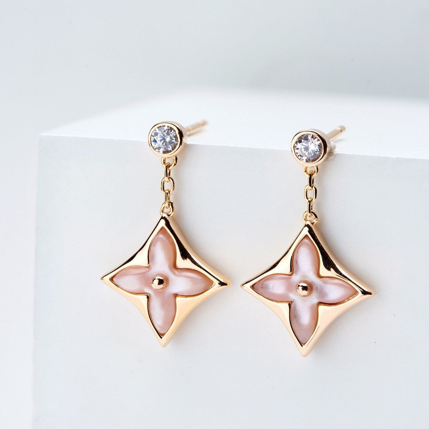 ¡®Lume Jewelry¡¯DOUBLE STAR PINK GOLD MOP DROP EARRINGS