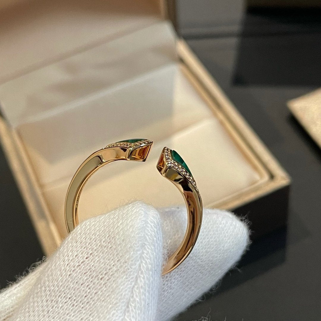 [Lume Jewelry]DREAM MALACHITE DIAMOND OPEN RING
