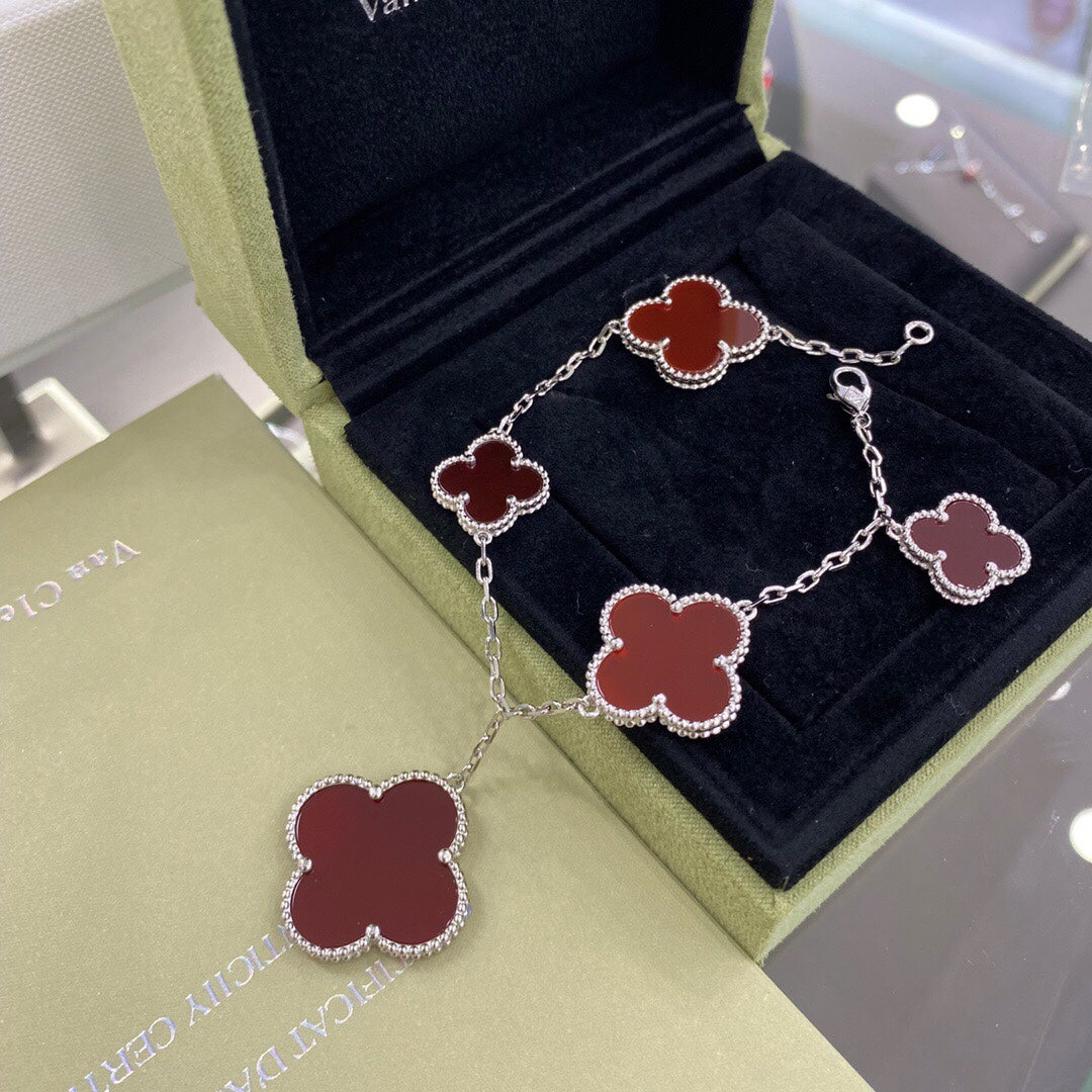 ¡®Lume Jewelry¡¯CLOVER 5 MOTIFS SIVLER CARNELIAN BRACELET
