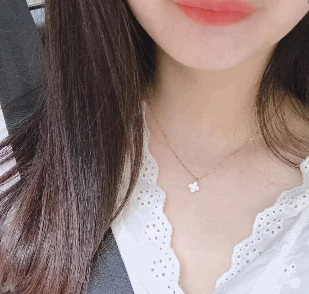 ¡®Lume Jewelry¡¯CLOVER MINI 9.5MM WHITE MOTHER-OF-PEARL NECKLACE