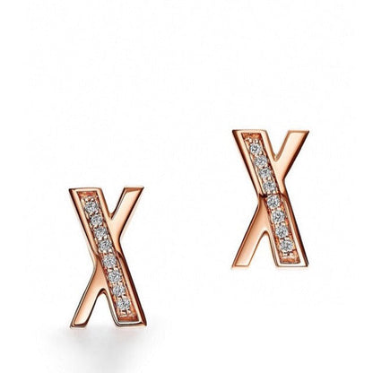 [Lume Jewelry]X EARRINGS ROSE GOLD DIAMONDS