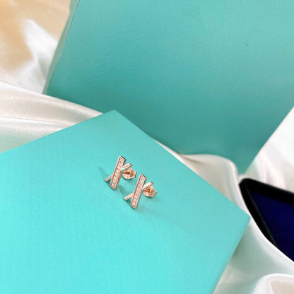 [Lume Jewelry]X EARRINGS ROSE GOLD DIAMONDS