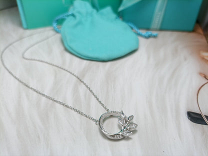 [Lume Jewelry]DIAMOND VINE CIRCLE PENDANT PLATINUM NECKLACE
