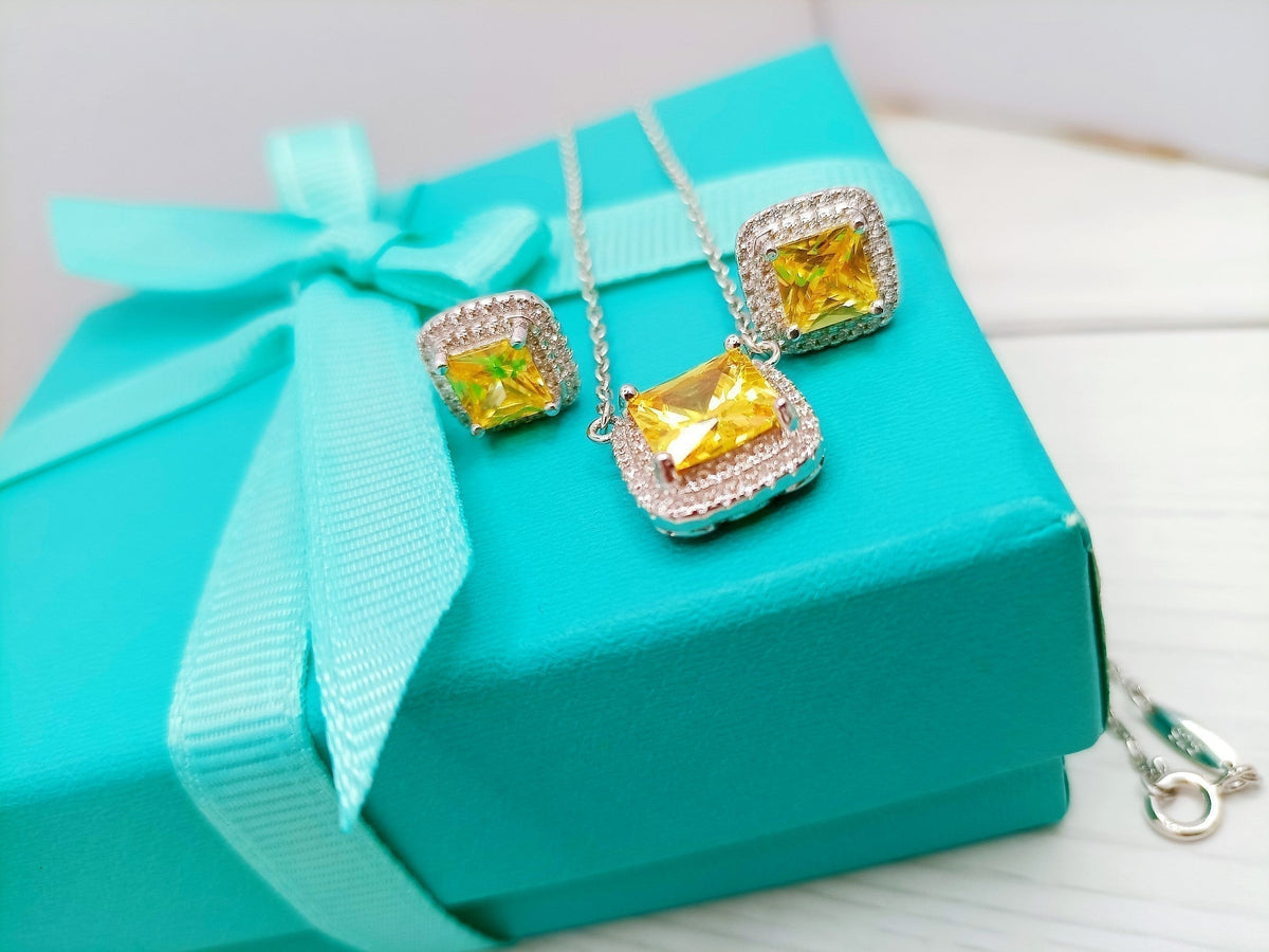 [Lume Jewelry]SPARKLERS CITRINE GEMSTONE PENDANT NECKLACE STERLING SILVER