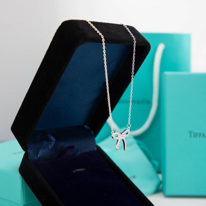 [Lume Jewelry]RIBBON NECKLACE BOW PENDANT DIAMOND CHARM CHAIN