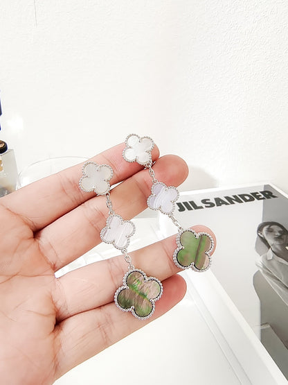 ¡®Lume Jewelry¡¯CLOVER 3 MOTIFS CHALCEDONY DARK MOP SILVER EARRINGS