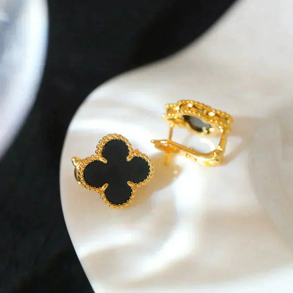 ¡®Lume Jewelry¡¯CLOVER MEDIUM 1 MOTIFS  ONYX STUD EARRINGS