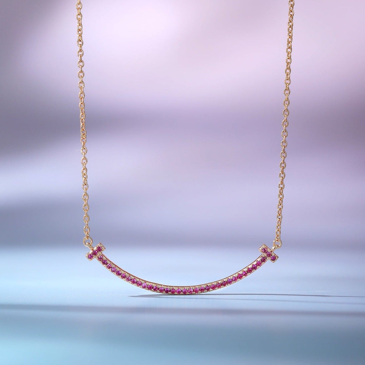 [Lume Jewelry]BIG SMILE PEDANT PINK DIAMOND NECKLACE