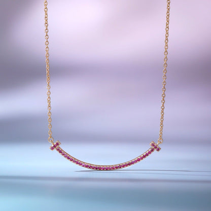 [Lume Jewelry]BIG SMILE PEDANT PINK DIAMOND NECKLACE
