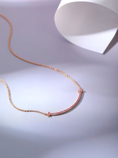 [Lume Jewelry]BIG SMILE PEDANT PINK DIAMOND NECKLACE
