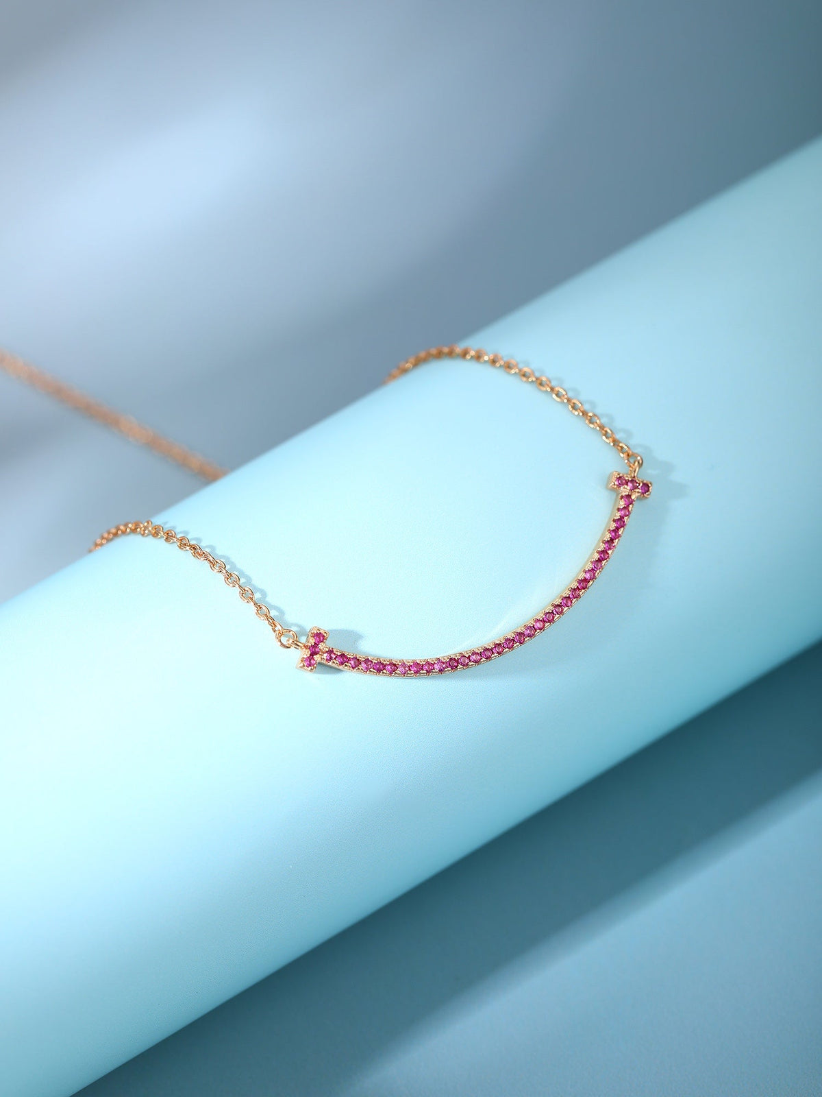 [Lume Jewelry]BIG SMILE PEDANT PINK DIAMOND NECKLACE