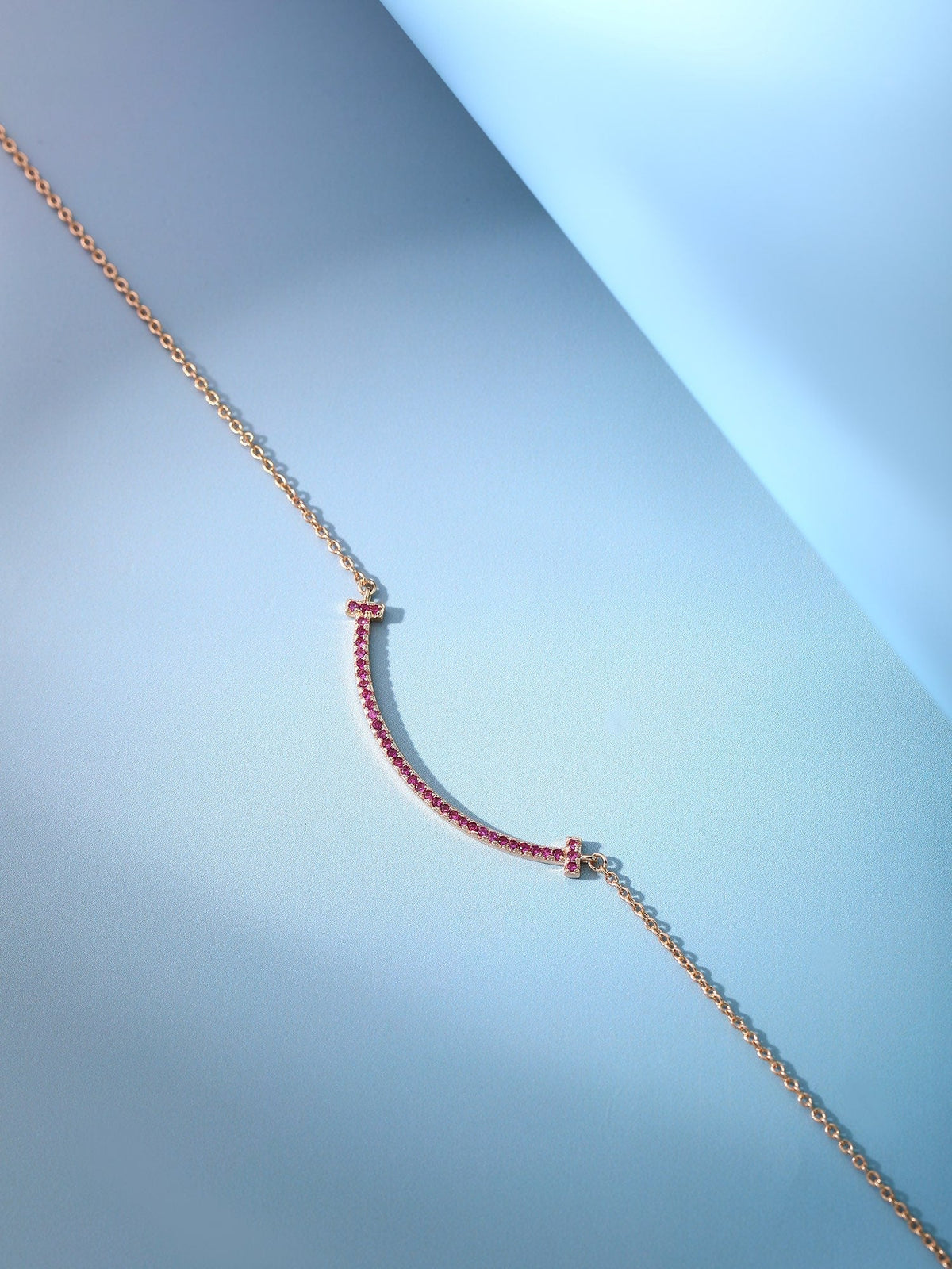 [Lume Jewelry]BIG SMILE PEDANT PINK DIAMOND NECKLACE