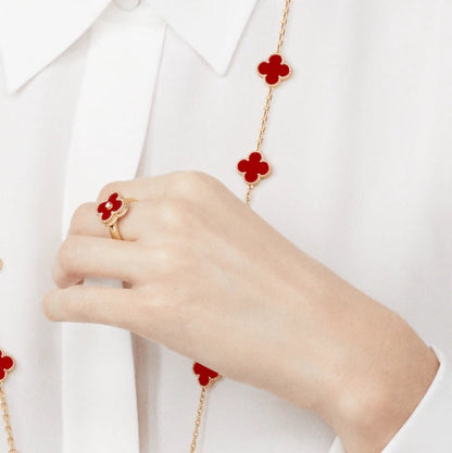 ¡®Lume Jewelry¡¯CLOVER CARNELIAN RING ROSE GOLD DIAMOND