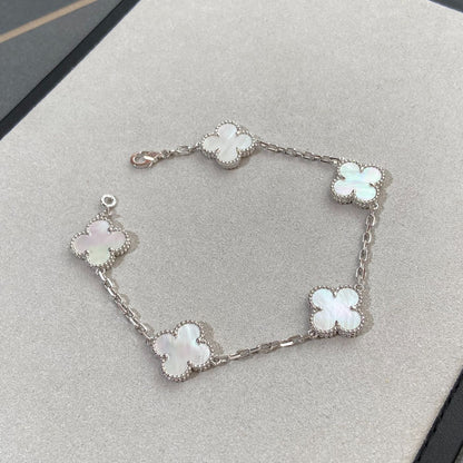 [Lume Jewelry]New CLOVER WHITE PEARL MOP 5 MOTIF BRACELET COLLECTION