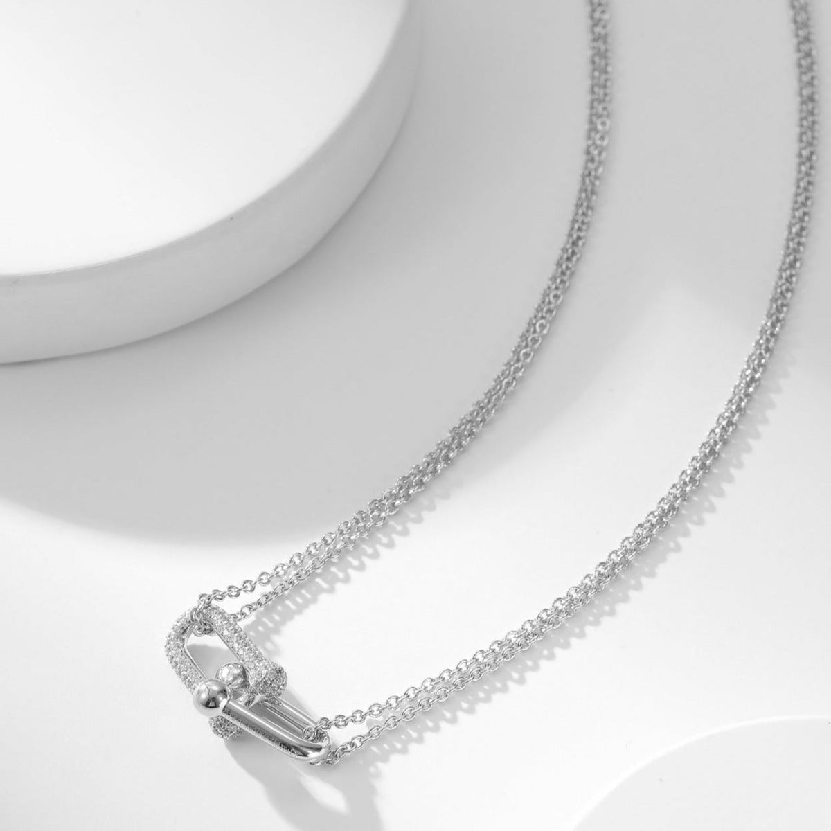 [Lume Jewelry]HARDWEAR DIAMOND PEDANT DOUBLE CHAIN NECKLACE