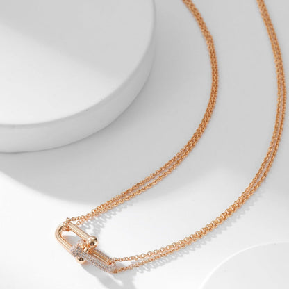 [Lume Jewelry]HARDWEAR DIAMOND PEDANT DOUBLE CHAIN NECKLACE