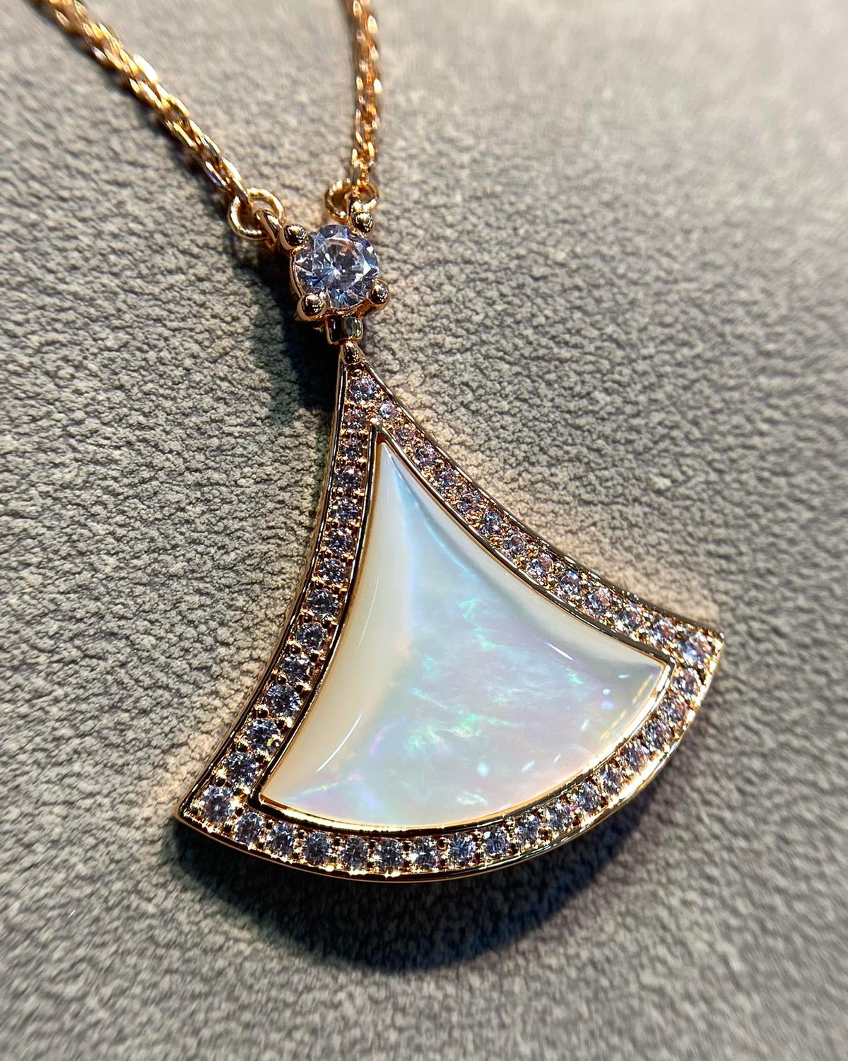 [Lume Jewelry]DREAM MOP DIAMOND PAVED PINK GOLD NECKLACE
