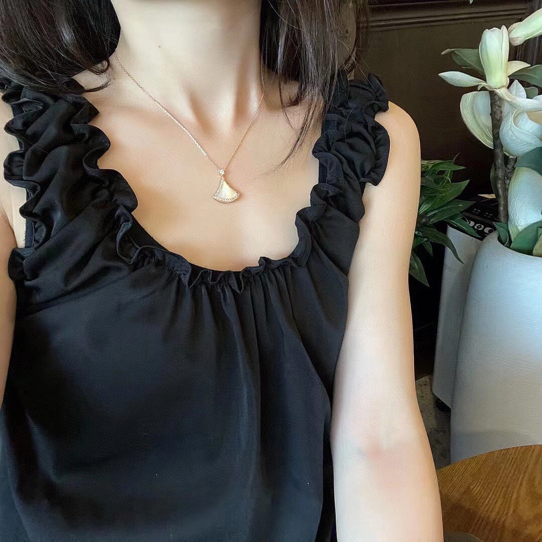 [Lume Jewelry]DREAM MOP DIAMOND PAVED PINK GOLD NECKLACE