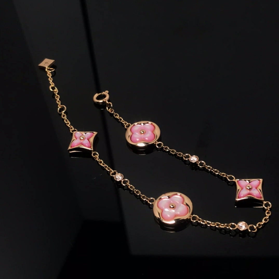 ¡®Lume Jewelry¡¯STAR AND SUN 4 MOTIF PINK MOP PINK GOLD BRACELET